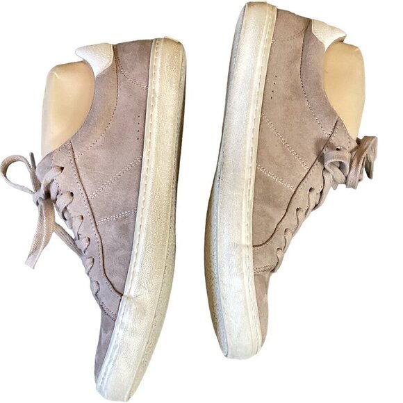 Old Navy 1994 Court Sneaker Low Top Lace-Up Light Taupe Faux Suede Sz 7 #282A - Picture 5 of 8